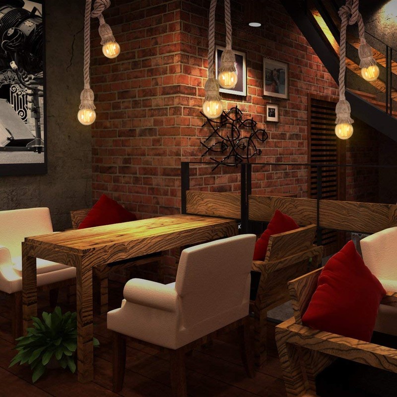 Rope Chandelier Pendant Light Ceiling Lamp E27 Base Lamp Cord