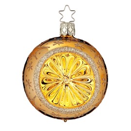 Inge-Glas Reflector, 6cm Golden Shine, Inkagold Shiny Reflex 21676R006 German Glass Christmas Ornament