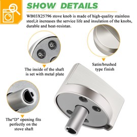 WB03X25796 PGP976SET1SS PGP953SET1SS PGP986SET1SS Gas Cooktop Knob Fit for GE Gas Stove Knobs WB03T10326 PGP986SET5SS PGP959SET1SS PGP976SET2SS 4362262 AP5986232 PS11721433 EAP11721433-5 Pack