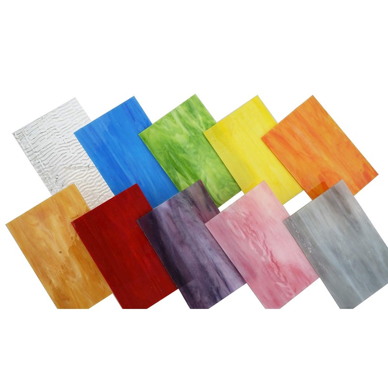 Lanyani（10 Sheets）Variety Stained Glass Sheets 4 x 6 inch Opal