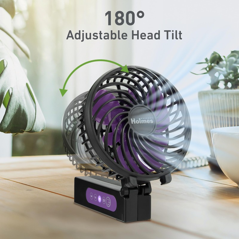 Holmes 4" Portable Handheld Fan – 3 Speeds, Rechargeable, USB-C,