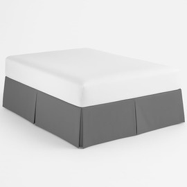 Mattress-Homes Luxury Box Pleated Bed Skirt Split Corners Platform Style Easy Fit Fade & Wrinkle Resistant with Tailored Drop 14 Inch (Queen, Dark Grey)