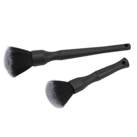 Aramox 2 Uds, Juego de Cepillos Suaves para Detalles de Coche, Juego de Cepillos para Detalles de Limpieza de Coche, Cepillo de Limpieza Automotriz Multiusos, Universal para Automóvil(Negro)