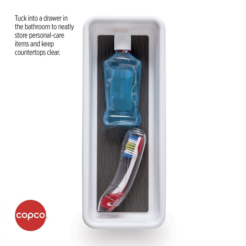 Copco Basics Drawer Organizer, 9.81 x 3.81 x 2.1-Inches, White/Charcoal