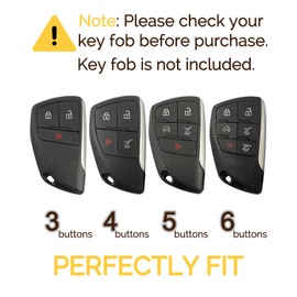 for Chevy GMC Key Fob Cover Leather, 2025 2024 2023 Silverado Sierra 1500 Equinox Traverse Tahoe Suburban Yukon Denali Acadia Prologue Buick Envision Colorado, 3-6 Buttons, Red