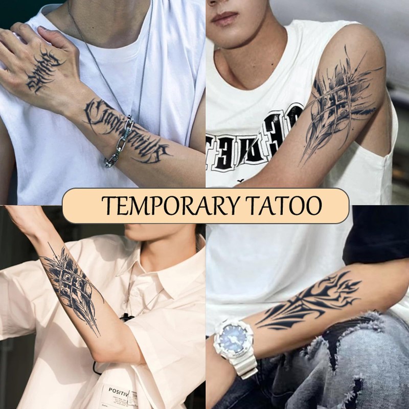Nirbffo Temporary Tattoo Line Geometry Robot Mechanic Arm Tattoo Circuit