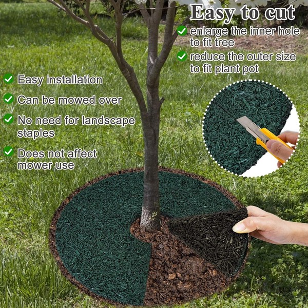 Waybas 2pcs Double Side Rubber Tree Mulch Ring, 12In Heavy