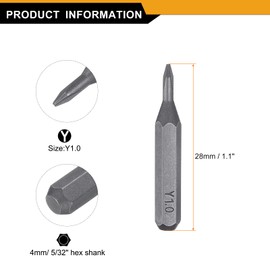 sourcing map 10pcs Y1.0 Tri Wings Screwdriver Bit 5/32" Hex Shank 28mm Length Magnetic 3 Point Y-Shaped Head Hex Bits S2 Steel Screw Driver Bit for Electric Manual Screwdrivers Precision Repair