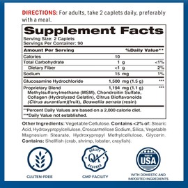 Vitamin World Triple Strength Joint Mover, Glucosamine Chondroitin with MSM Joint Support Supplement, Collagen & Boswellia Serrata Extract, Support Joint Strength, Comfort & Flexibility, 180 Caplets
