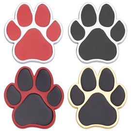 PLIGREAT 4 Pack Paw Print Car Decal, 3D Dog Paw Footprint Metal Stickers Badge Dog Footprint Decal for Auto Motorcycle Computer Home Decoration