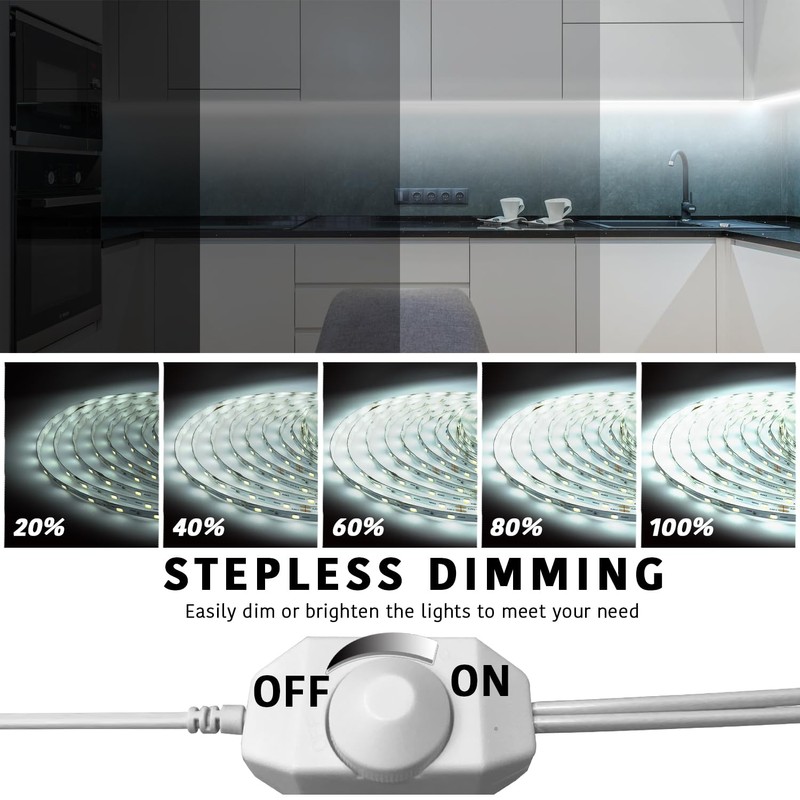 dalattin White LED Strip Lights, 40ft Dimmable LED Light Strip