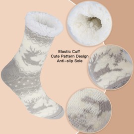 BOER Slipper Socks - Winter Ladies Non Slip Soft Cozy Slipper Socks Fleece Lined Fluffy and Furry Knitted Warm Home Socks