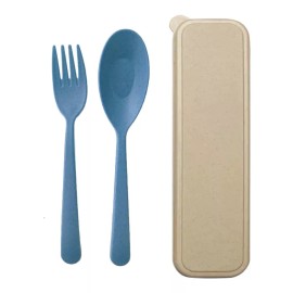DSLOW Cubiertos Cuchara Tenedor Eco Friendly Fibra Trigo Estuche