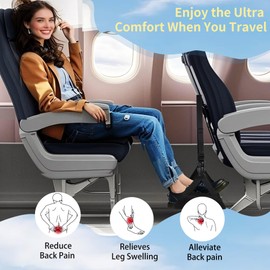 2-Pack Airplane Foot Hammock with Bamboo Board Support – Travel Footrest with Memory Foam & Adjustable Strap, Leg Hammock for Long Flights, Office, and Home Use