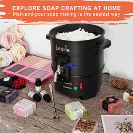 Leerie S4 Soap Base Melter, 4Qts/8Lbs Soap Making Kits with Constant Temperature Control & Heating Core Brass Spout for DIY Soap Business Melt & Pour Soap Kits (Non-Stick Coating Inner Pot）