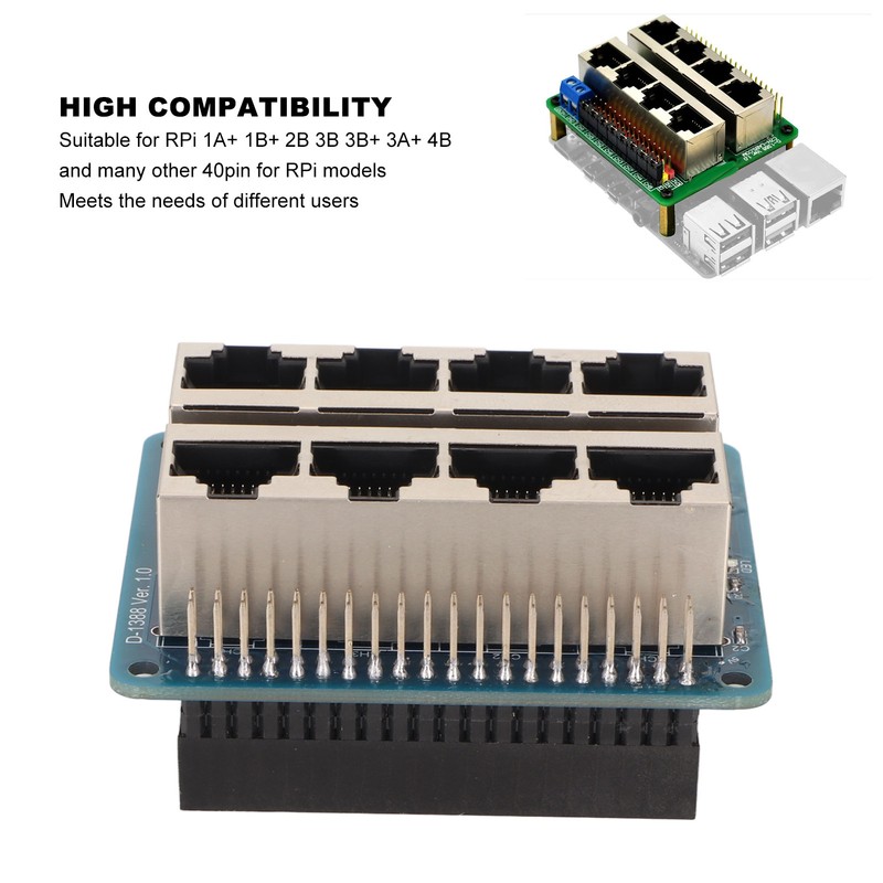 GPIO Breakout Board Professional 8 RJ45 Ports 40 Pin Power