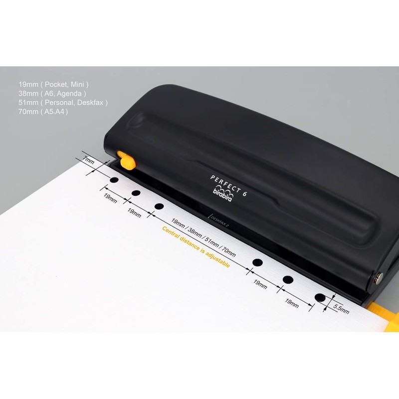 (Black) - Bira Craft Adjustable 6 Hole Punch, Black, 8