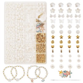 ChilArt White Bracelets DIY Set for Adults, Pearl Jewellery Making Set, Beads for Threading for Jewellery Making, Party, Easter and Birthday Bracelet Bead Set
