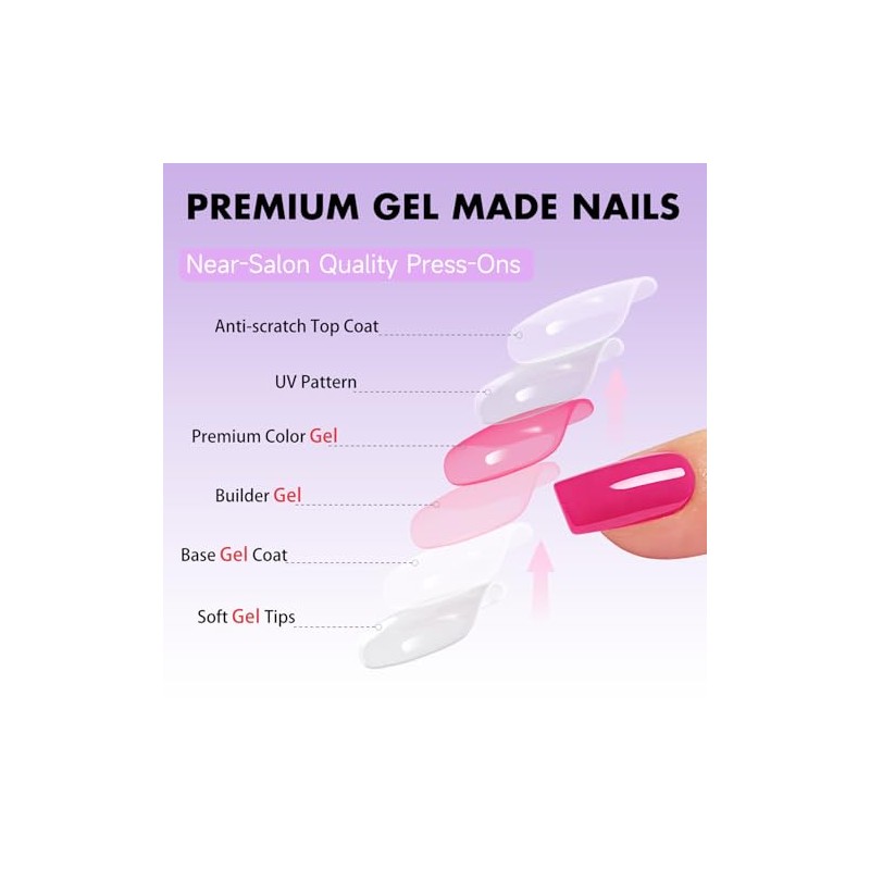 SXVME Uñas postizas acrílicas naturales, semitransparentes, cuadradas, cortas y brillantes,