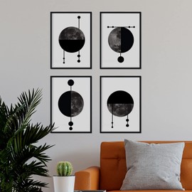 Nacnic Four Moons Geometric Shapes Poster Set Home Decoration Nordic Style for an Original Touch at Home, Office, Shops. A3, No Frame.
