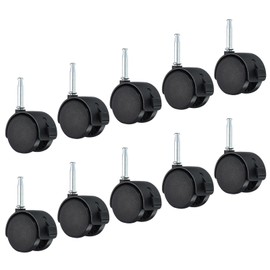 PATIKIL 2 Inch Swivel Stem Casters, 10 Pack Nylon 360 Degree Insert Swivel Stem Wheels with Brake for Chair Shelf Furniture Replacement, Black