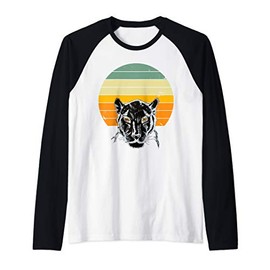 Panther Animal Inspired Vintage Retro Color Sunset Gift Idea Raglan Baseball Tee
