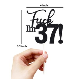 37 decoraciones para tartas, 37 decoraciones para tartas de cumpleaños, purpurina negra, divertida decoración para tartas de 37 años para hombres, 37 decoraciones para tartas para mujeres, decoraciones de 37 cumpleaños, decoración para tartas de 37 cumpl