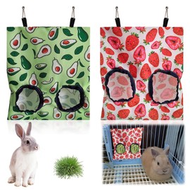 Rabbit Hay Feeders,2 PCS Guinea Hay Feeder Feeder Rabbit,Hanging Bags with Storage Pouch,Rabbits Hays Rack,Hays Feeders for Guinea Pigs, Bunnies, Chinchillas, and Hamsters
