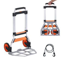 Happybuy Folding Hand Truck, 275 lbs Capacity, Aluminum Portable Cart, Convertible with Telescoping Handle and PP+TPR Wheels, Lightweight and Strong for Warehouse Moving