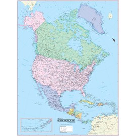 CoolOwlMaps North America Continent Wall Map - Rolled Paper (30x40)