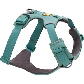 Ruffwear, Front Range Dog Harness, Reflective Soft Padded Everyday Harness with Dual Leash Clips, Adjustable and Lightweight Fit for Training or Walking for All Dogs, River Rock Green, Medium