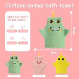 Canzoon Baby Wash Cloths Pack of 3 Wash Mitts Baby Wash Cloth with Animal Motif for Happy Bathing Fun for Babies and Children from 0+ Months