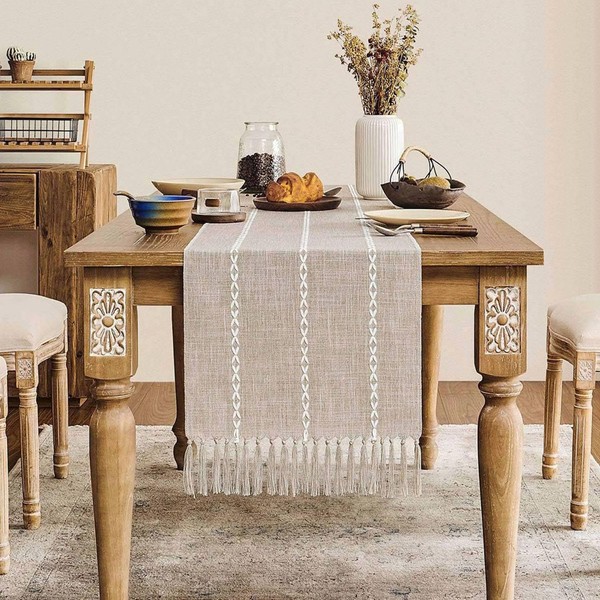 ZeeMart Farmhouse Table Runner, Rustic Table Runners 108 Inches Long,