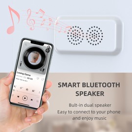 VANITII Vanity Makeup Mirror 12”x16” Hollywood Mirror with Lights and Smart Speaker Desk Mirror 3 Lighting Modes Touch Control for Dormitory Bedroom