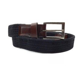 Unbranded Child Black Stretch Leather Belt Buckle Brass Size 20"