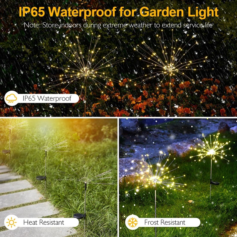 Solar Lights Outdoor, 2 Pack Solar Firework Lights Outdoor –