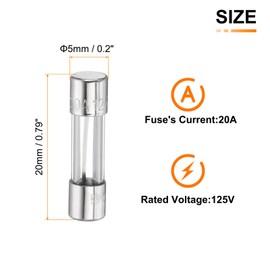 HARFINGTON 30pcs Fuses 20A 125 Volt Fast Blow Glass Fuse F20AL250V 5x20mm Fast Acting Fuses for Christmas Light Electrical Systems Microwave Ovens TVs Fans Lights Oven
