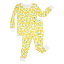 Little Sleepies Two-Piece Pajama Set for Boys & Girls, Soft Viscose from Bamboo Toddler Pajamas for Kids, Family Matching PJs, Lemons, 3T