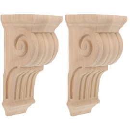 OSALADI 2pcs Wood Carved Corner Vintage Decor Furniture Decals Wooden Corbels with Carved Wood Decal Crowns & Corner Blocks Furniture Decoration