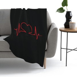 Nurse and Heart EKG Nursing Fleece Throw Blanket Super Soft Flannel Cozy Washable Lightweight Fuzzy Blanket for Couch Sofa Bed Office Travel Camping Warm Plush Blankets for All Season (50"x40")