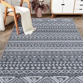 SAND MINE Reversible Mat, Indoor Outdoor Rug Carpet, Reversible Patio Rug, RV Camping Rug, Plastic Straw Rug, Large Floor Mat for RV, Patio, Backyard, Picnic, Camping, Grey & White, 5' x 8'