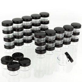ZEJIA Polypropylene 5 Gram Cosmetic Containers 50pcs Sample Jars Tiny Makeup Sample Containers with lids (Black)