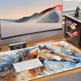 HTTYYTRYT for MTG Playmat Non-Slip Rubber Play Mat with Storage Bag Combination, Ideal for Card Game Lovers TCG Play Mat, Watercolor Horse