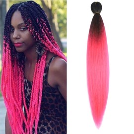 BALINGHAIR Braiding Hair Pre-Stretched High Temperature Synthetic Fiber Braid Hair Ombre Black to Peach Red (B3-1Pack)