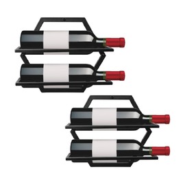 FOSTERSOURCE Wall Mounted Wine Rack, 2-Pack Black Metal, 4-Bottle Holder Hanging Display Shelf, Space-Saving Storage Kitchen Bar Dining Room