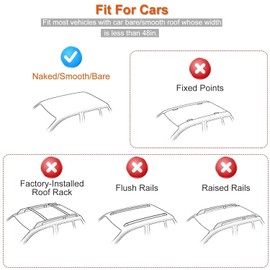 Universal Roof Rack Adjustable 48" Cross Bars, Upgraded Aluminum Alloy Car Roof Rack Carrier Holders Brackets, for Ski Luggage Rack Kayak Bike Canoe Snowboard Cargo Basket,165LB/75KG Capacity