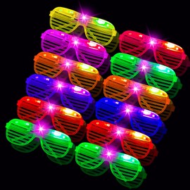 Indrnif Pack of 12 Flashing LED Glasses Glow Light LED Party Glasses Neon Light Glasses Fashion Shutter Shades Party Glasses LED Glasses for Party, Birthday Party, EDM, Carnival (Random Colour)