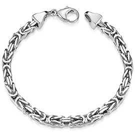MATERIA by Matthias Wagner Byzantine Chain Silver Men's Bracelet 5 mm 31.5 g Diamond-Coated Rhodium-Plated in 19 20 21 22 23 cm SA-10, Sterling Silver