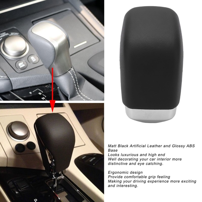 Car Automatic Gear Shift Knob Matt Black Artificial Leather Glossy