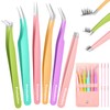 6pcs Eyelash Tweezers Lash Extension Tweezers for False Lashes,Christmas Gifts